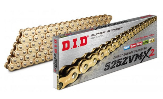 DRIVE CHAIN 525ZVMX2GG-88 (88 LINKS) GOLD X-RING (OPEN + RIVET LINK)