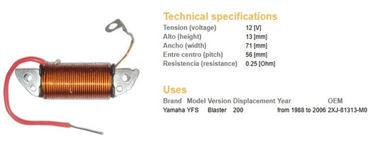 CHARGING COIL YAMAHA YFS 200 BLASTER 88-06 (2XJ-81313-M0)