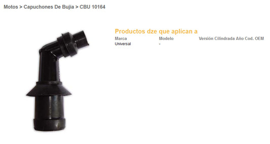 SPARK PLUG CAP EBONITE BLACK, LONG, UNIVERSAL, 120 DEGREE ANGLE, THREAD