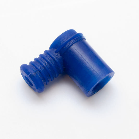SPARK PLUG CAP SILICONE SHORT, WATERPROOF, 90 DEGREE ANGLE, BARREL (BLUE)