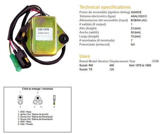 CDI IGNITION MODULE SUZUKI TS 125 RM 400 79-80
