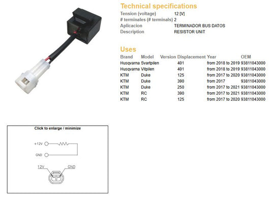 RELAY KTM 125 DUKE 17-20 250 DUKE 17-21 390 DUKE 17- RC 125/390 17-21 HUSQVARNA 401 SVARTPILEN 18-19 401 VITPILEN 18-19