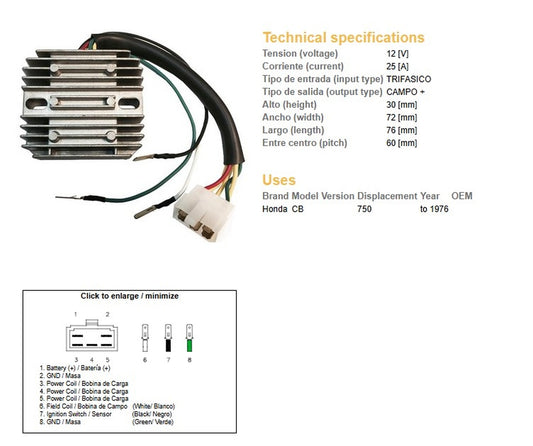 VOLTAGE REGULATOR HONDA CB 750 FOUR -76