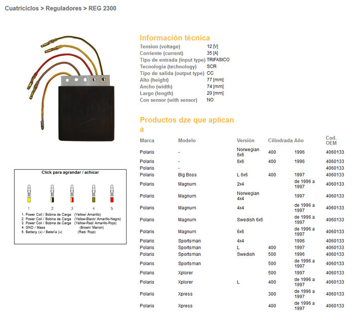 VOLTAGE REGULATOR POLARIS 500/400/300 (OEM-4060133) (ESR950)