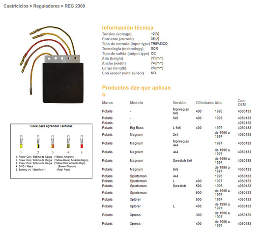 VOLTAGE REGULATOR POLARIS 500/400/300 (OEM-4060133) (ESR950)