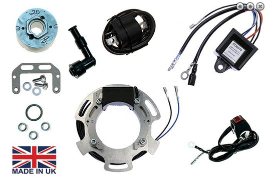 IGNITION KIT ROTOR + STATOR + VOLTAGE REGULATOR + IGNITION COILS + SPARK CAPS + CDI TRIUMPH T20/T20S (200CCM)