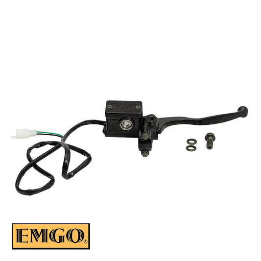 FRONT BRAKE MASTER CYLINDER COMPLETE (14MM) W/BRAKE LIGHT SWITCH, MIRROR MOUNT 10MM + LEVER BLACK