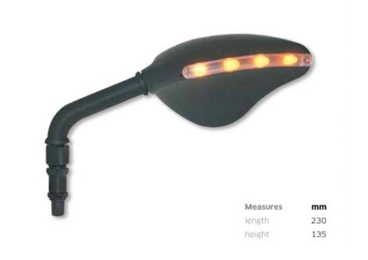UNIVERSAL LEFT MIRROR WITH LED INDICATOR BLACK M10X1.25