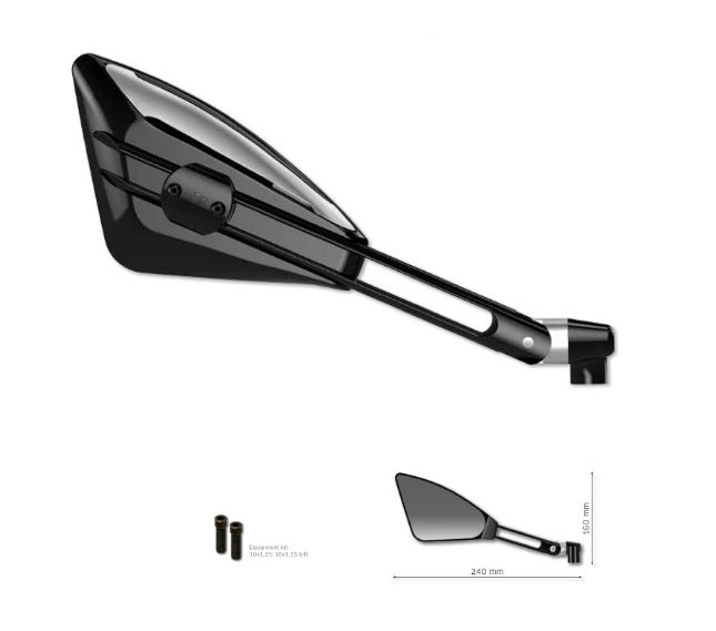 LEFT ADJUSTABLE MIRROR VIPER (ALUMINIUM) BLACK