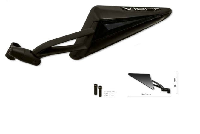 LEFT TRIANGULAR MIRROR VIPER BLACK M10x1.25 (LEFT+RIGHT THREAD)