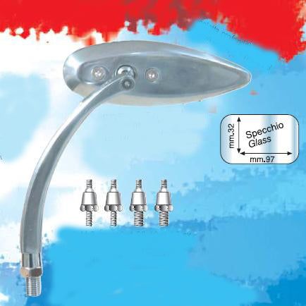 UNIVERSAL MIRROR (LEFT/RIGHT) POLISHED ALUMINIUM (COMPLETE WITH ADAPTERS)