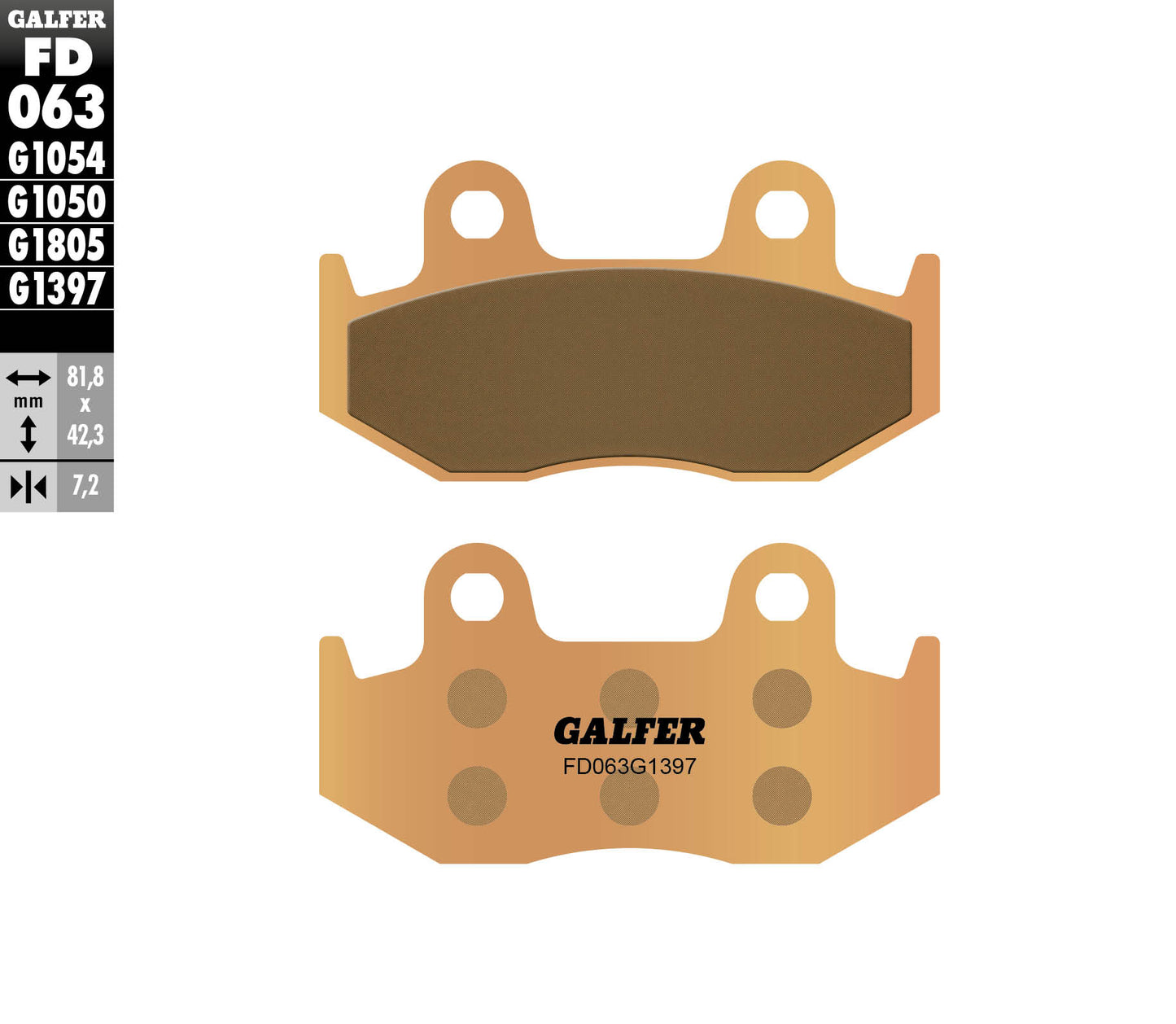 BRAKE PADS KH092 / KH323 SINTERED METALLIC (GOLD) ATV (THICKNESS 7.2MM)