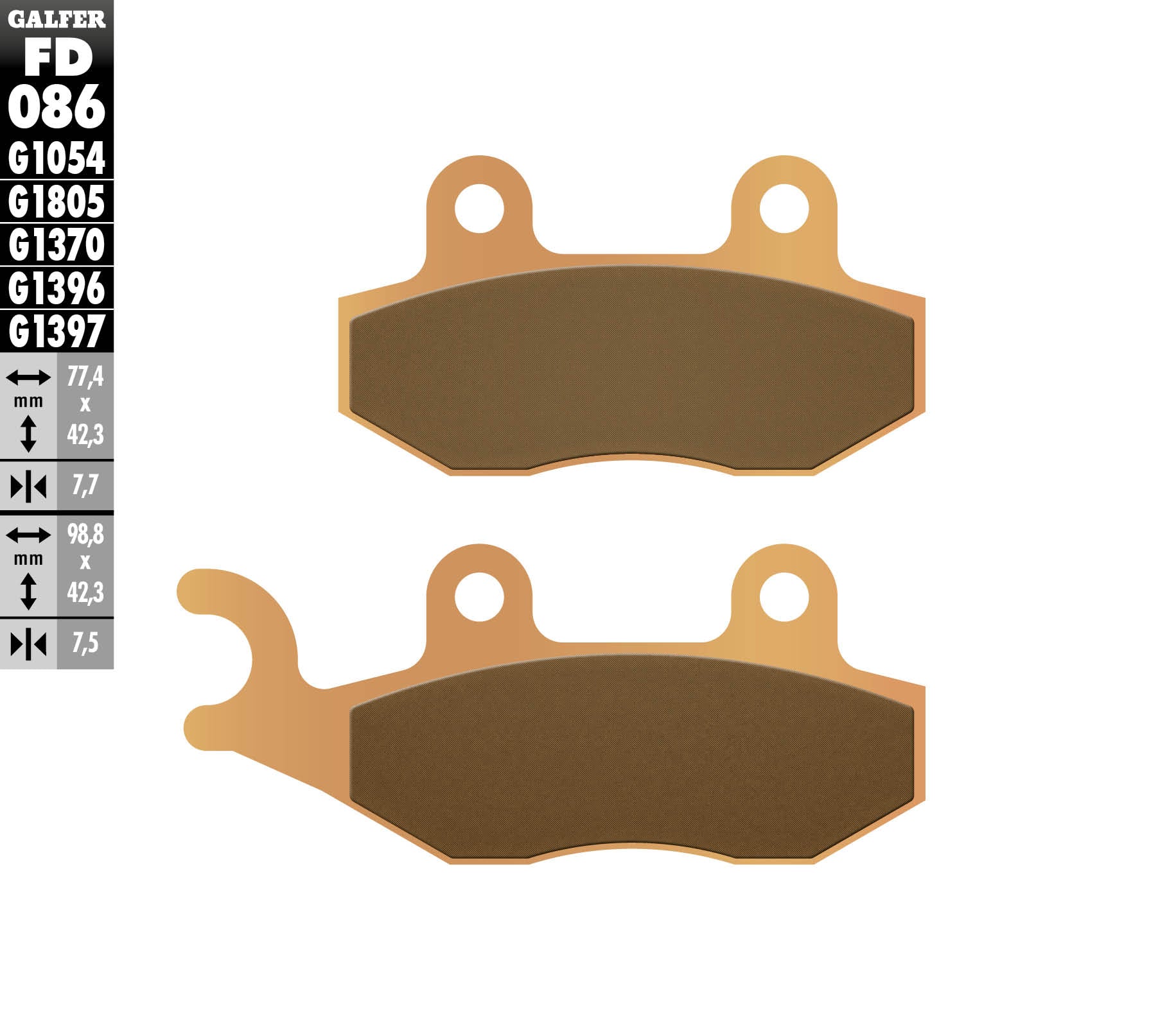 BRAKE PADS KH135 / KH214 SINTERED METALLIC (GOLD) OFF ROAD