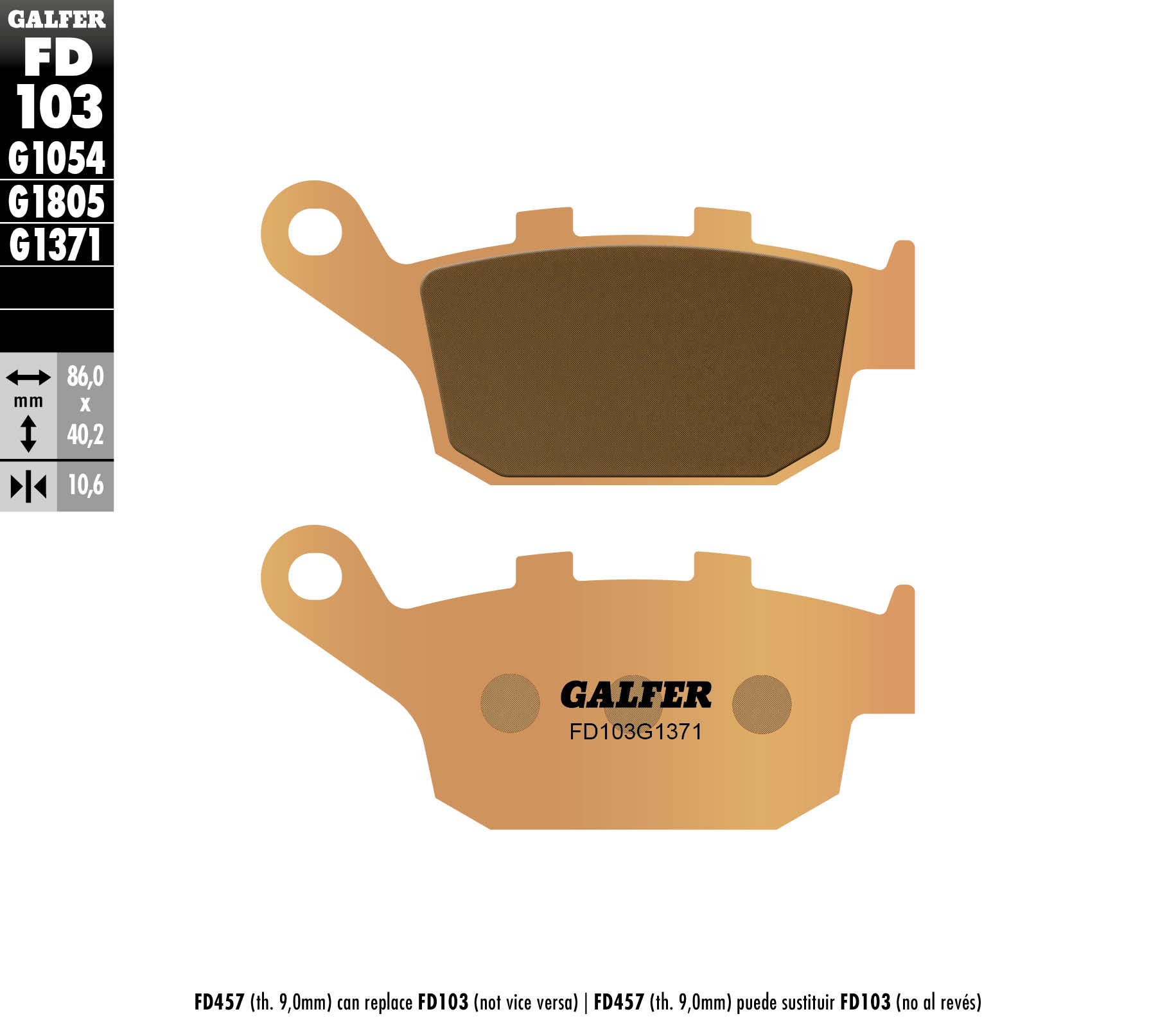 BRAKE PADS KH140 SINTERED METALLIC (GOLD) STREET