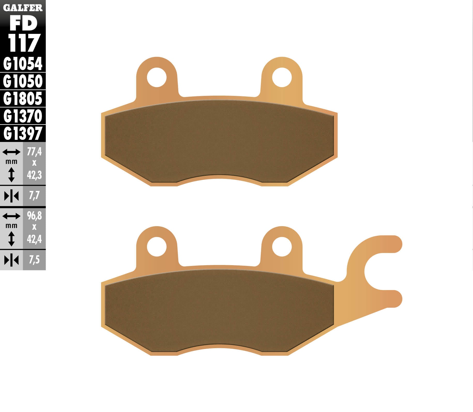 BRAKE PADS KH165 SINTERED METALLIC (GOLD) STREET