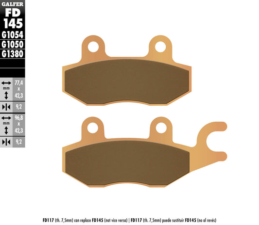 BRAKE PADS KH197 SINTERED METALLIC (GOLD) SCOOTER