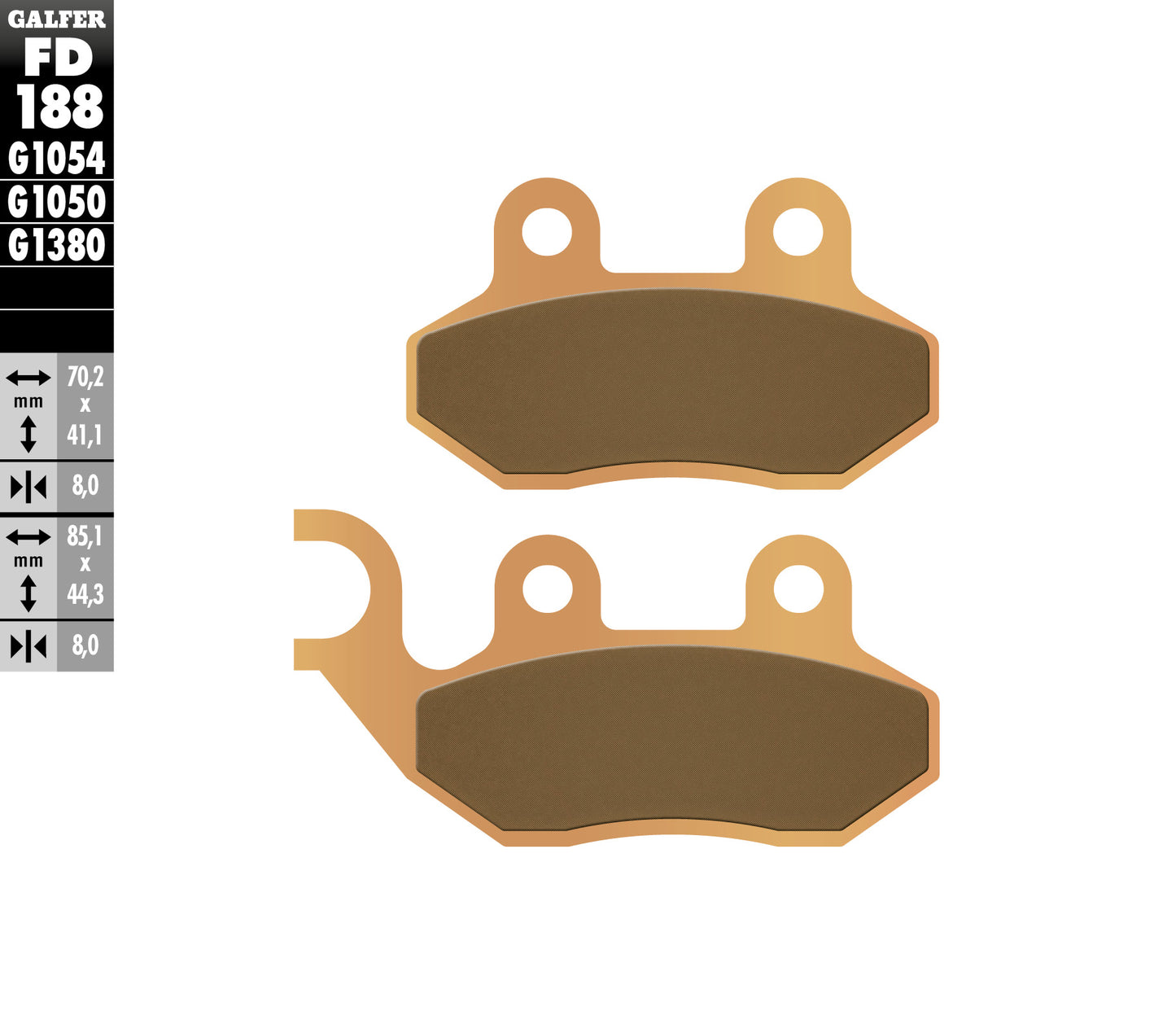 BRAKE PADS KH264 SINTERED METALLIC (GOLD)