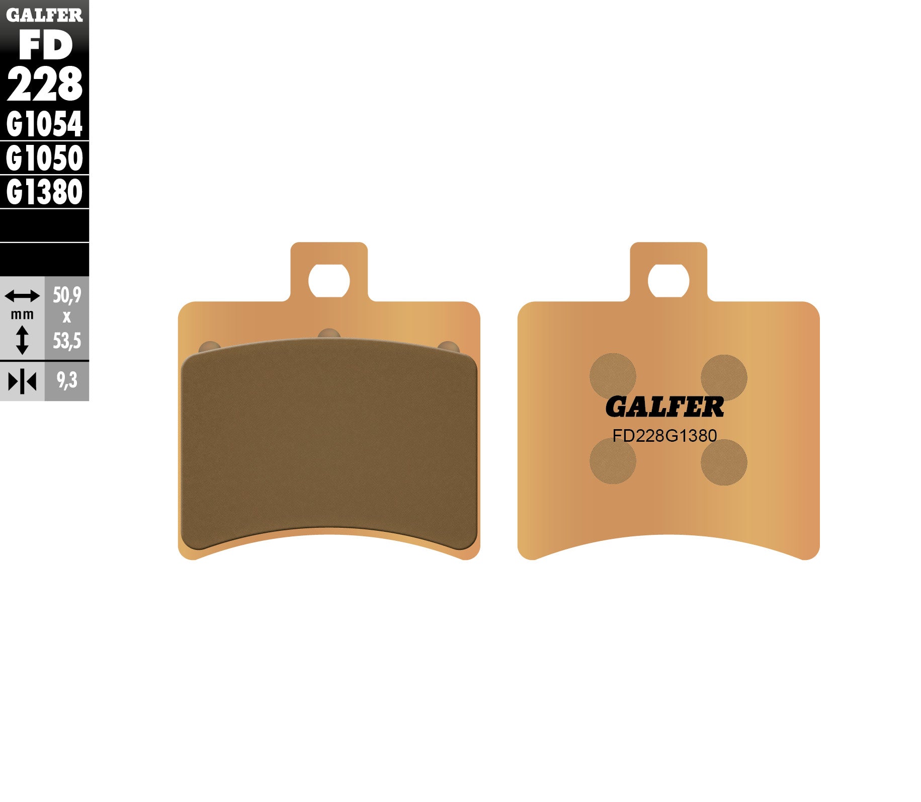 BRAKE PADS KH298 SINTERED METALLIC (GOLD) SCOOTER