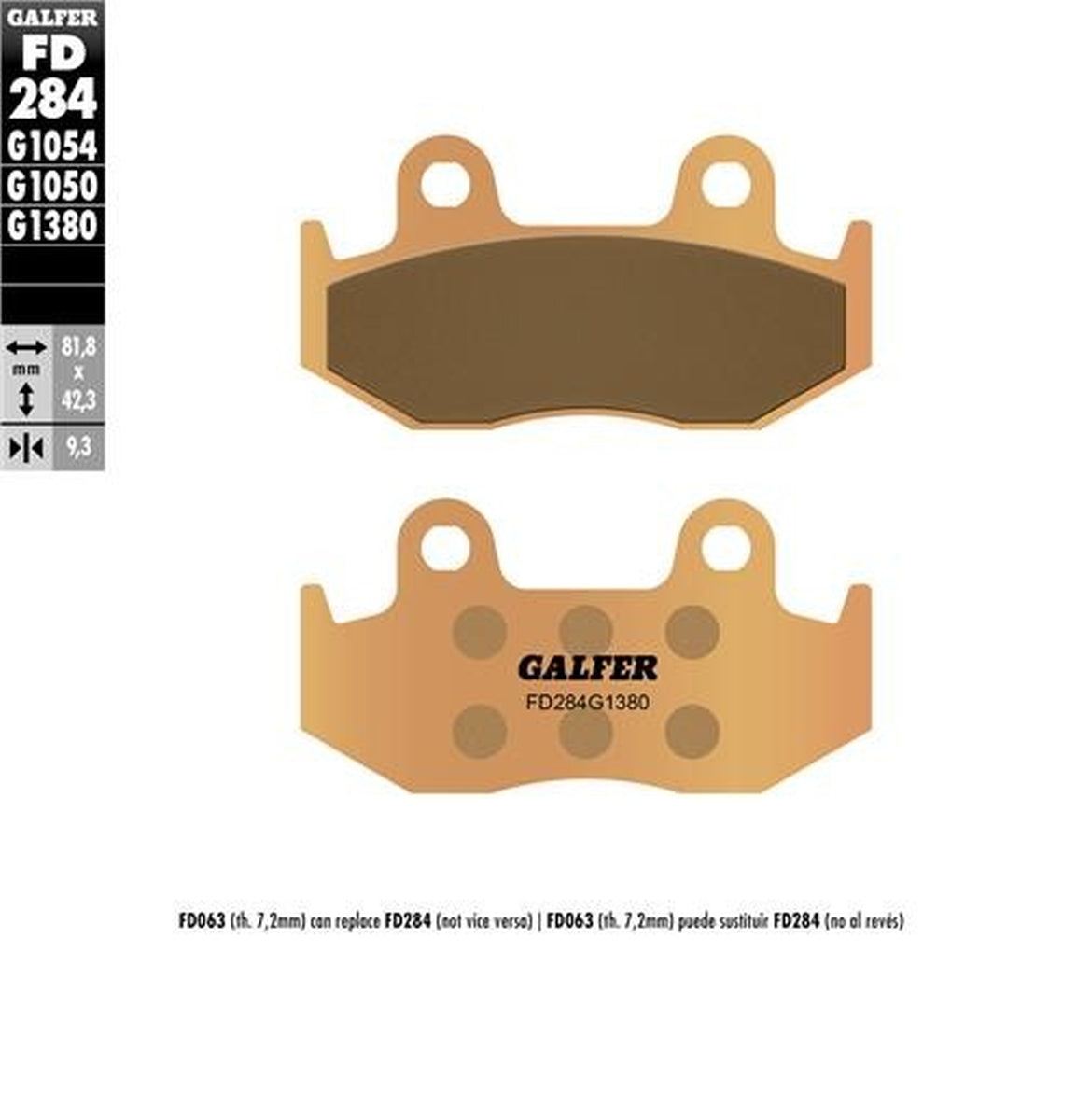 BRAKE PADS KH323 SINTERED METALLIC (GOLD) (THICKNESS 9.2MM)