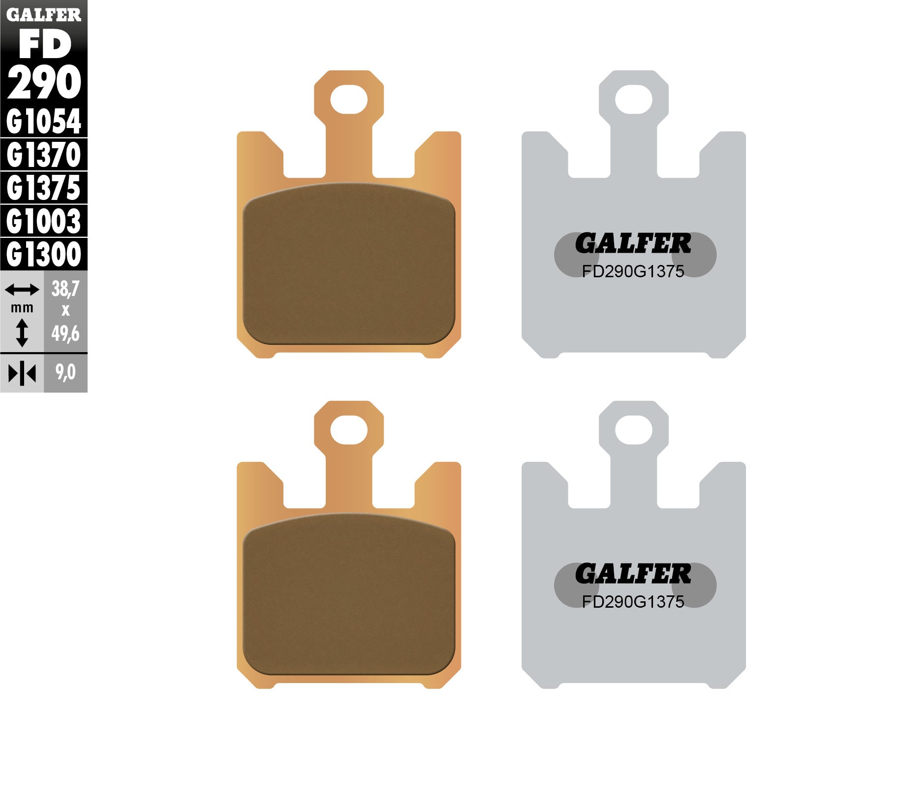 BRAKE PADS KH369/4 SINTERED METALLIC (GOLD) SPORT