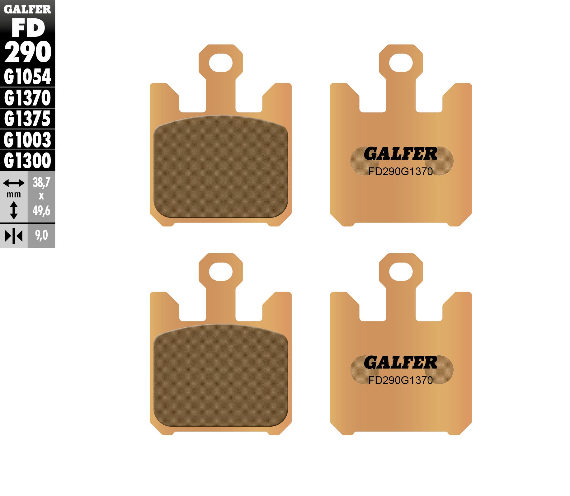 BRAKE PADS KH369/4 SINTERED METALLIC (GOLD) STREET