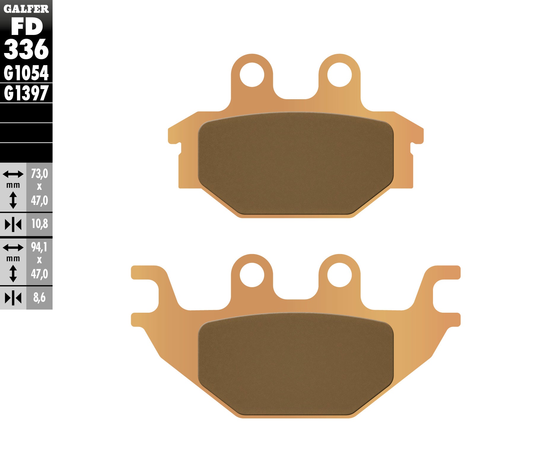 BRAKE PADS KH377 SINTERED METALLIC (GOLD) ATV