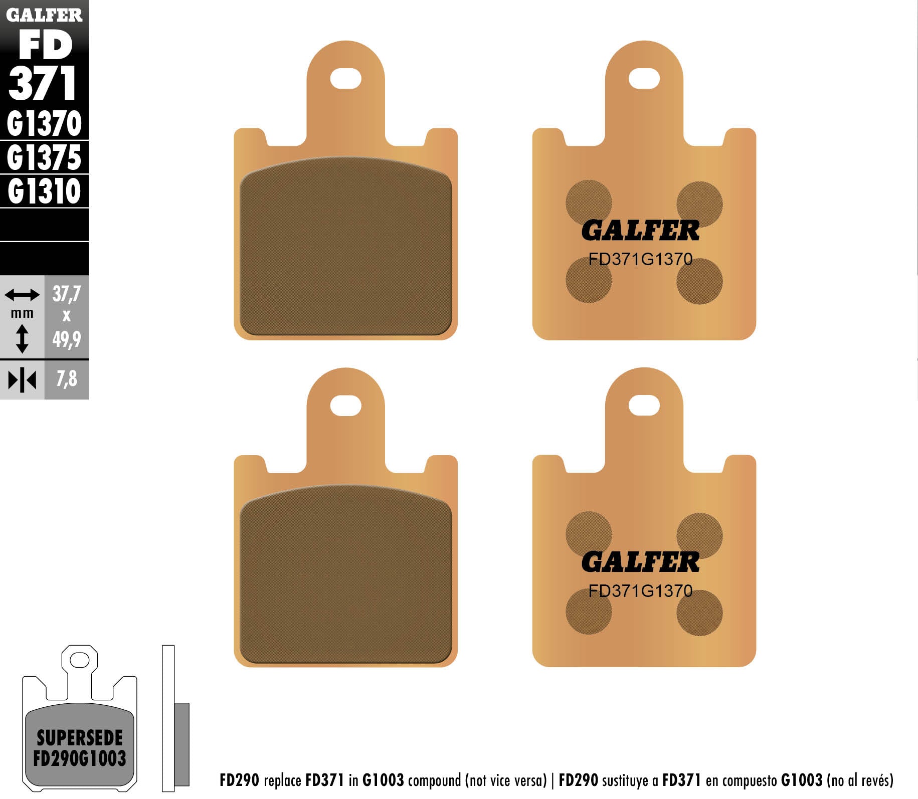 BRAKE PADS KH417/4 SINTERED METALLIC (GOLD) STREET