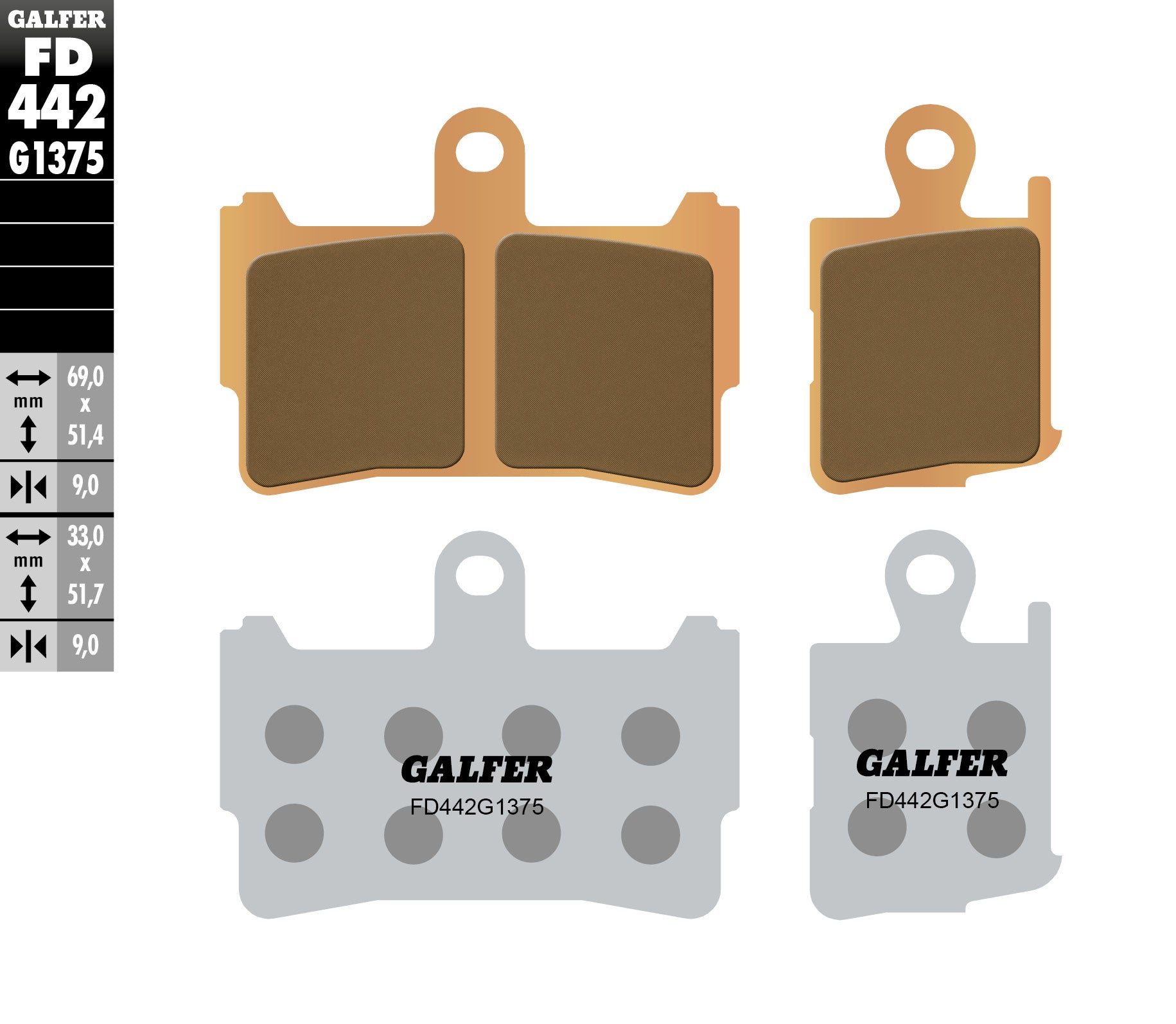 BRAKE PADS KH499/4 SINTERED METALLIC (GOLD) SPORT