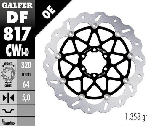 BRAKE DISC FRONT BMW HP4 12- S1000R/RR 09-23 MOTO GUZZI 1400 AUDACE 15- 1400 CALIFORNIA 13- (LEFT) WAVE FLOATING