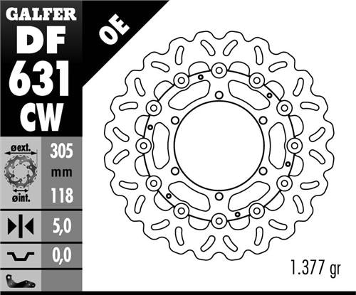 BRAKE DISC FRONT BMW K100/K1100/R850/R1100 (305X118X5) WAVE