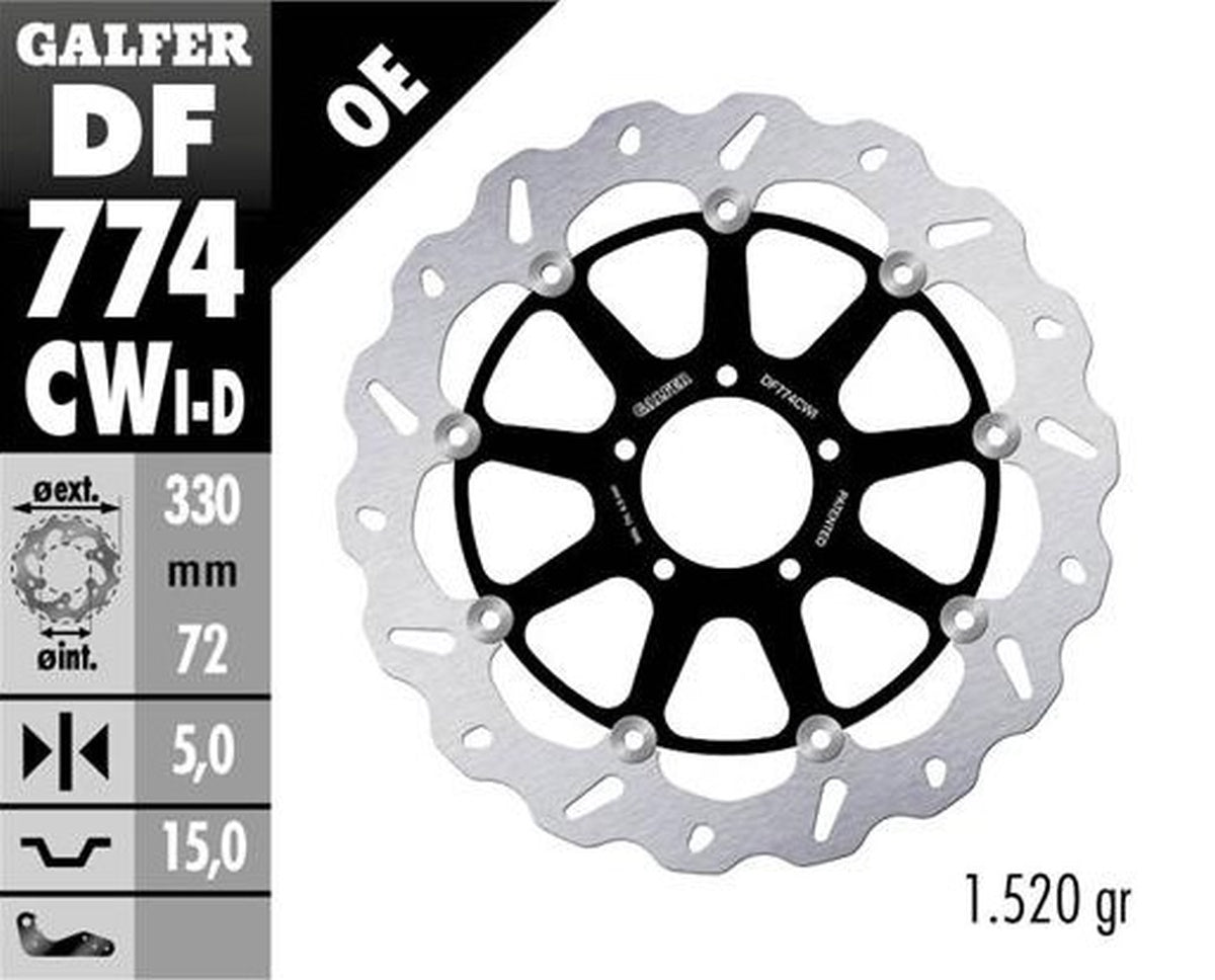 BRAKE DISC FRONT DUCATI 1098 07-08 1198S/R 09- 1103/1199/1299 PANIGALE 12- MULTISTRADA 1103 V4 21-23 (LEFT) WAVE FLOATING