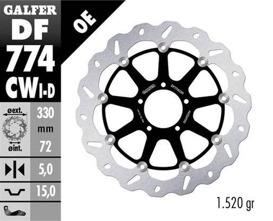 BRAKE DISC FRONT DUCATI 1098 07-08 1198S/R 09- 1103/1199/1299 PANIGALE 12- MULTISTRADA 1103 V4 21-23 (LEFT) WAVE FLOATING