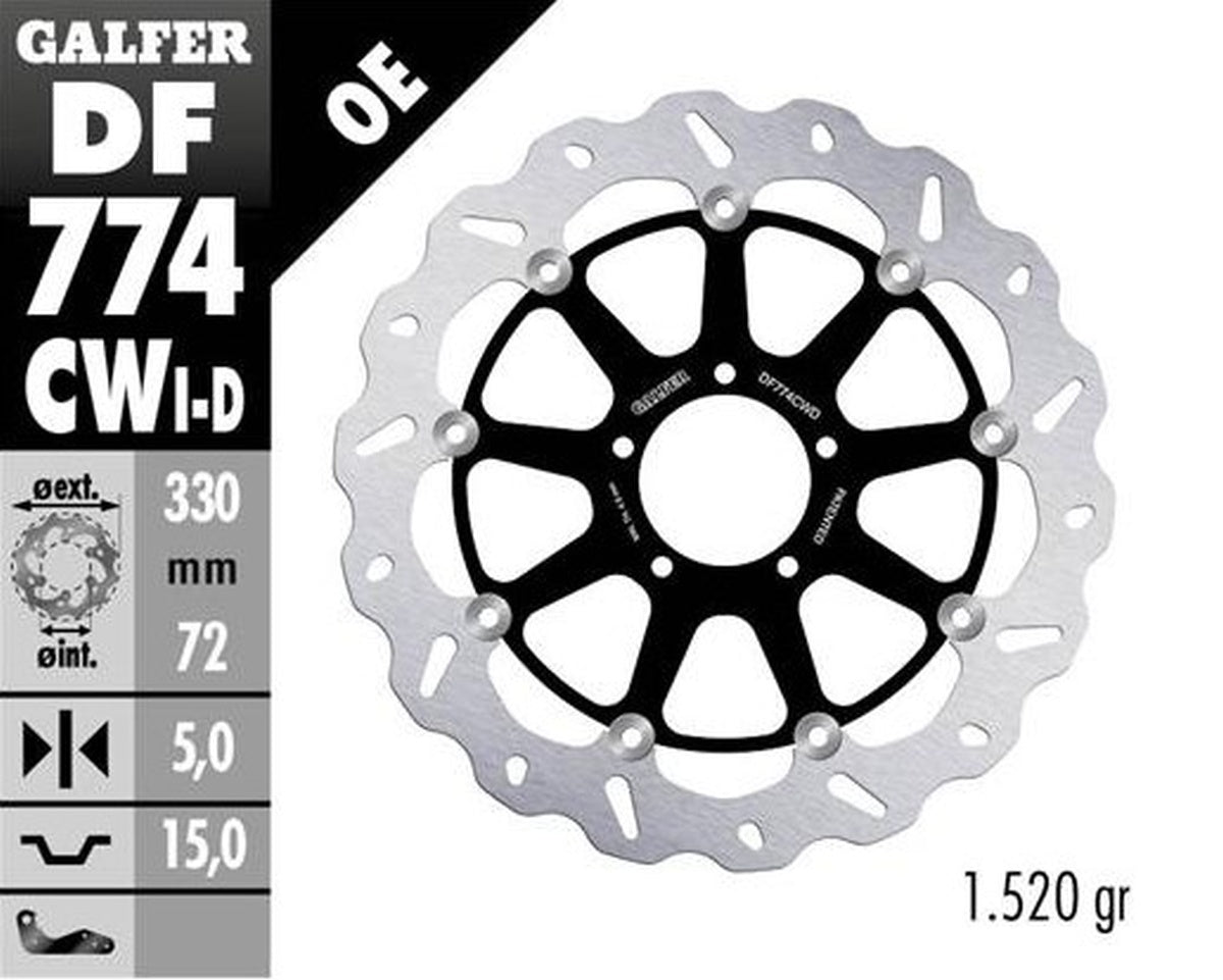 BRAKE DISC FRONT DUCATI 1098 07-08 1198S/R 09- 1103/1199/1299 PANIGALE 12- MULTISTRADA 1103 V4 21-23 (RIGHT) WAVE FLOATING