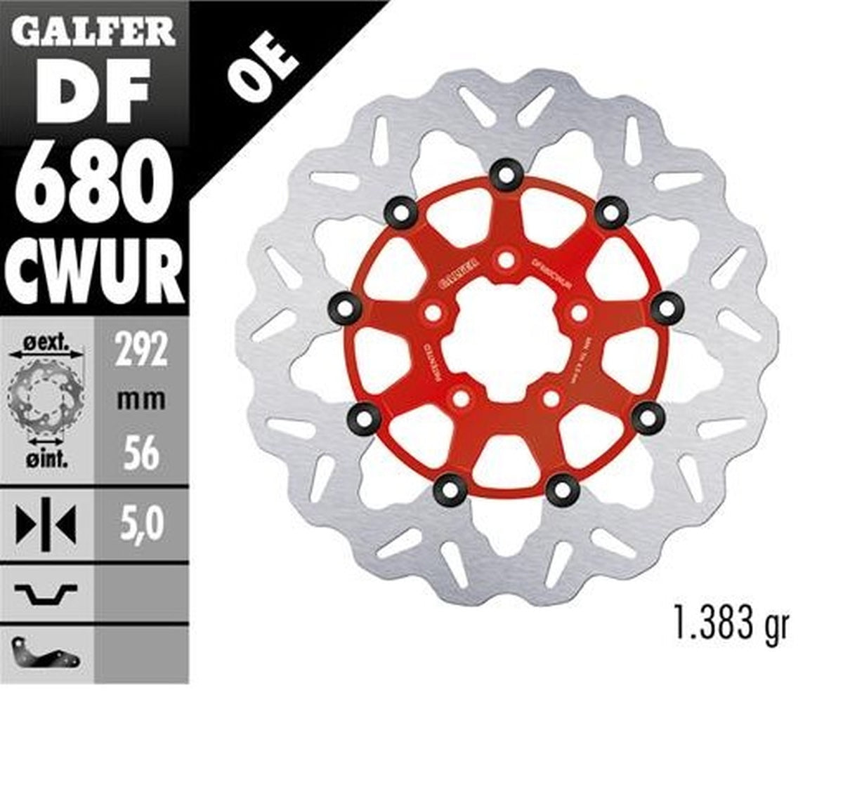 BRAKE DISC FRONT HARLEY-DAVIDSON (292X56X5) WAVE FLOATING RED