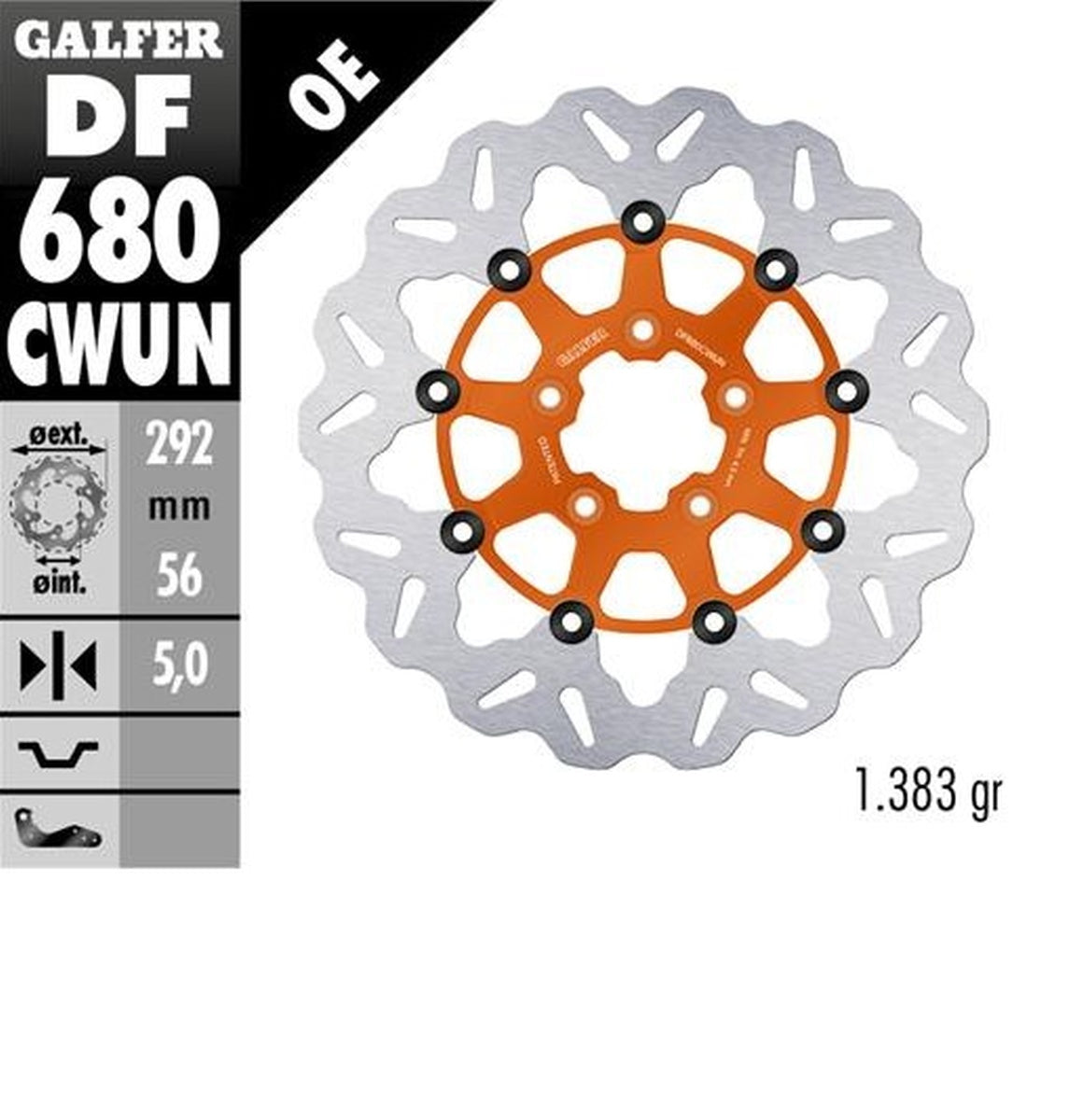 BRAKE DISC FRONT HARLEY-DAVIDSON (292X56X5) WAVE FLOATING ORANGE