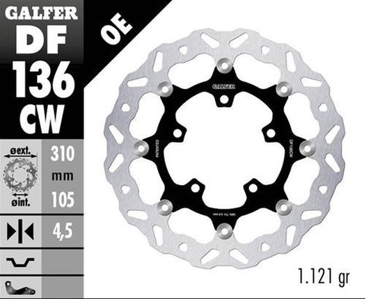 BRAKE DISC FRONT HONDA CB500X (ABS) 19-21 CB650R 19-23 CBR650R 19-23 (310X105X4.5MM) WAVE FLOATING
