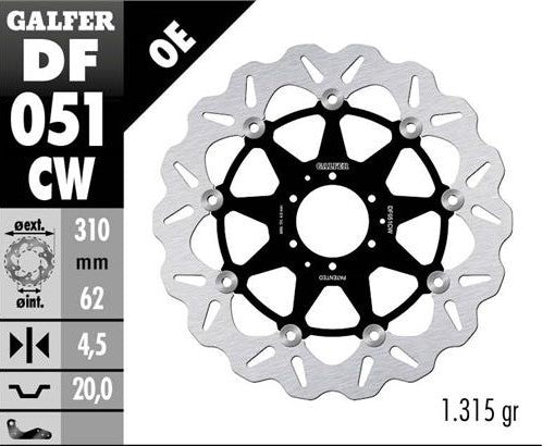 BRAKE DISC FRONT HONDA CRF1000L AFRICA TWIN 15- CRF1100 AFRICA TWIN 20- XL750 TRANSALP 22-23 (310X62MM) WAVE FLOATING