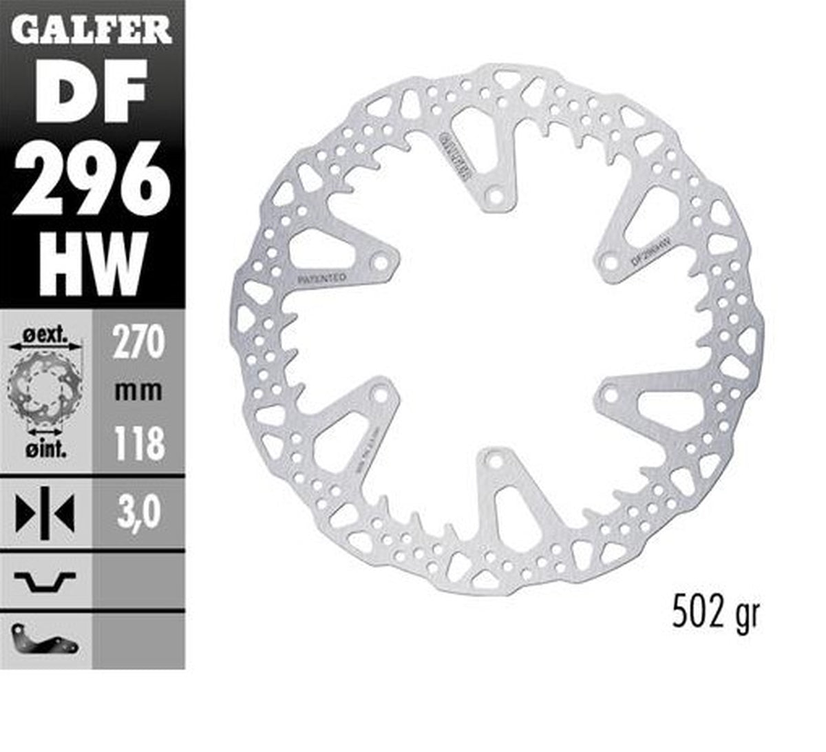 BRAKE DISC FRONT YAMAHA YZ125 22-24 YZ250 22-24 YZ250F 21-24 YZ450F 20-24 WR250F 17-24 WR450F 20-24 (270X118X3MM) SHARK ENDURO MX