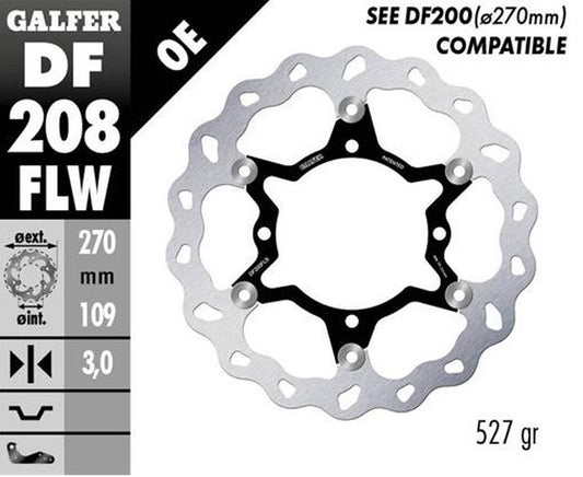 BRAKE DISC FRONT KAWASAKI KX250F 15-23 KX450F 15-23 (270X109X3MM) WAVE FLOATING