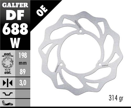 BRAKE DISC FRONT KTM SX65 98-23 HUSQVARNA TC65 17-23 GAS GAS MC65 21-23 (198X89X3MM) WAVE