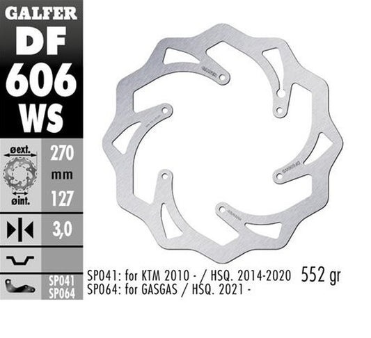 BRAKE DISC FRONT KTM SX/EX HUSABERG HUSQVARNA GAS GAS (270X127X3MM) WAVE