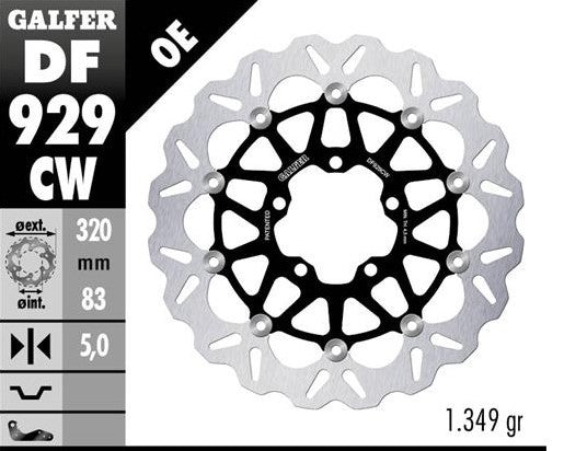 BRAKE DISC FRONT TRIUMPH TIGER850 24 TIGER900 20-24 TIGER1200 20-24 SPEED TRIPLE1050/1200 18-24 ROCKET3 2500 20-24 (320X83X5MM) WAVE FLOATING