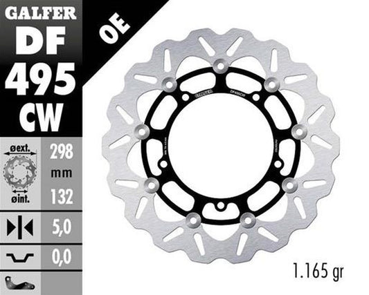 BRAKE DISC FRONT YAMAHA FZ6S FAZER 04-07 XJ6S DIVERSION 09- MT-03 06- MT-07 21-23 MT-09 850/890 13-32 TRACER850/890 15-23 NIKEN850 18- (298X132X5MM) WAVE FLOATING