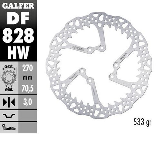BRAKE DISC FRONT TM EN/MX/SMR/SMX 125/144/250/300/400/450/530 00-24 (270X70.5X3MM) SHARK ENDURO MX