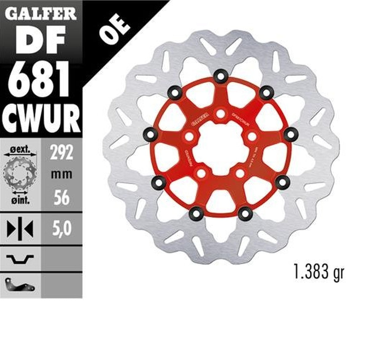 BRAKE DISC FRONT/REAR HARLEY-DAVIDSON (292X56X5) WAVE FLOATING RED