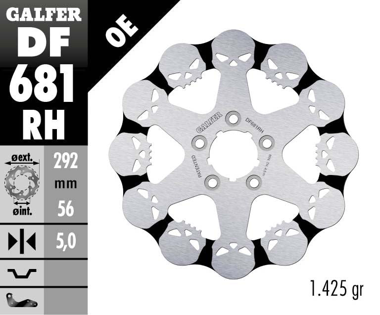 BRAKE DISC FRONT/REAR HARLEY-DAVIDSON (292X56X5) SKULL