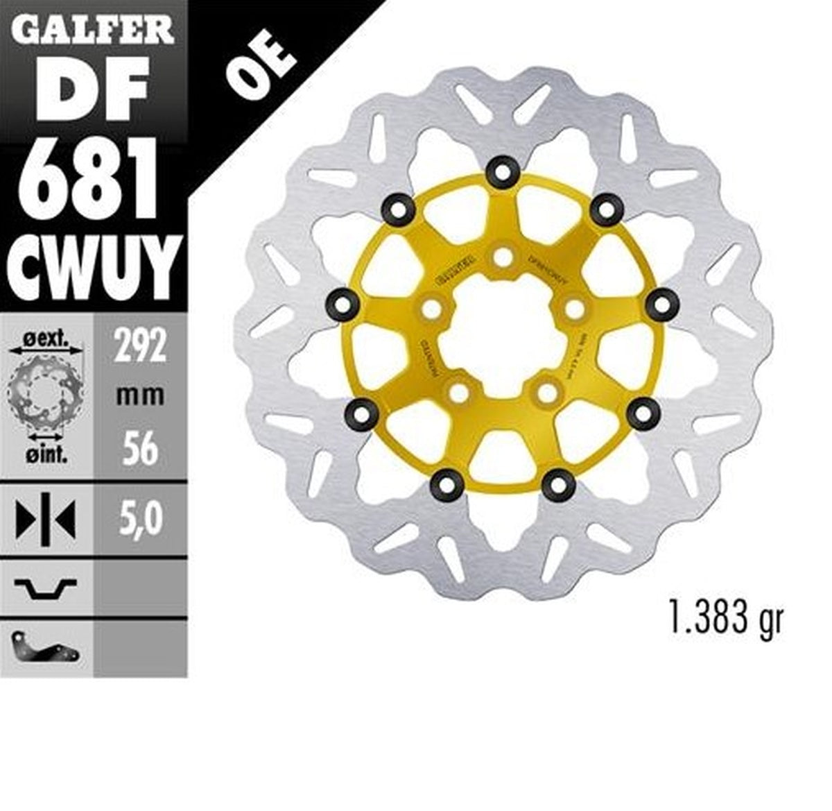 BRAKE DISC FRONT/REAR HARLEY-DAVIDSON (292X56X5) WAVE FLOATING GOLD