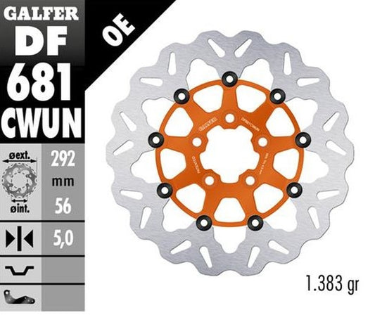 BRAKE DISC FRONT/REAR HARLEY-DAVIDSON (292X56X5) WAVE FLOATING ORANGE