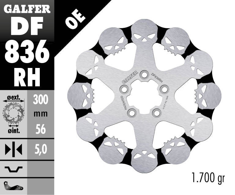 BRAKE DISC REAR HARLEY-DAVIDSON (300X56X5MM) SKULL