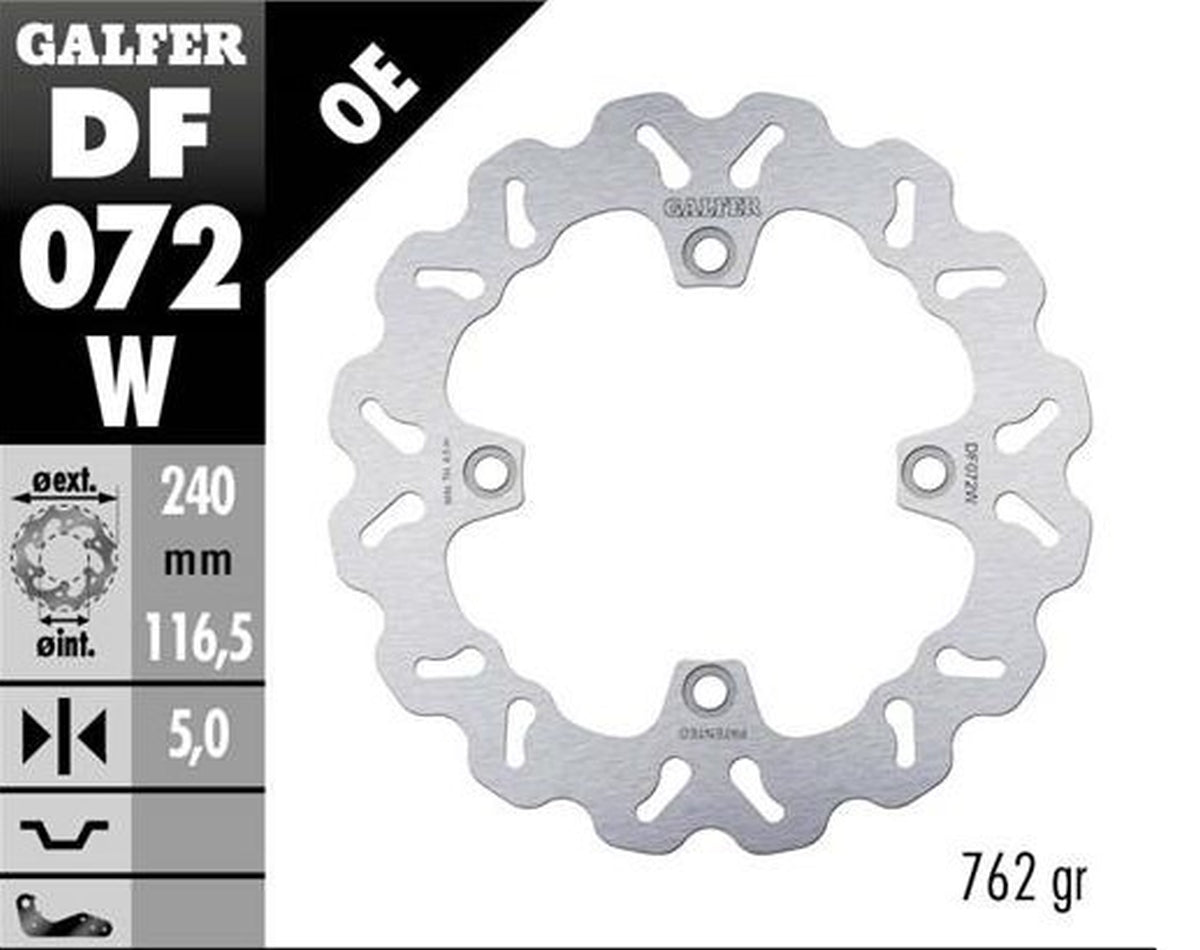 BRAKE DISC REAR HONDA CBF500N 04- CB600 HORNET 07- CBF600S/N 04- CB750 HORNET 22- (240X116.5X5MM) WAVE FIXED